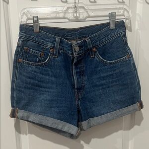 Levi's‎ 501 100% Cotton Dark Blue Jean Shorts Size 25